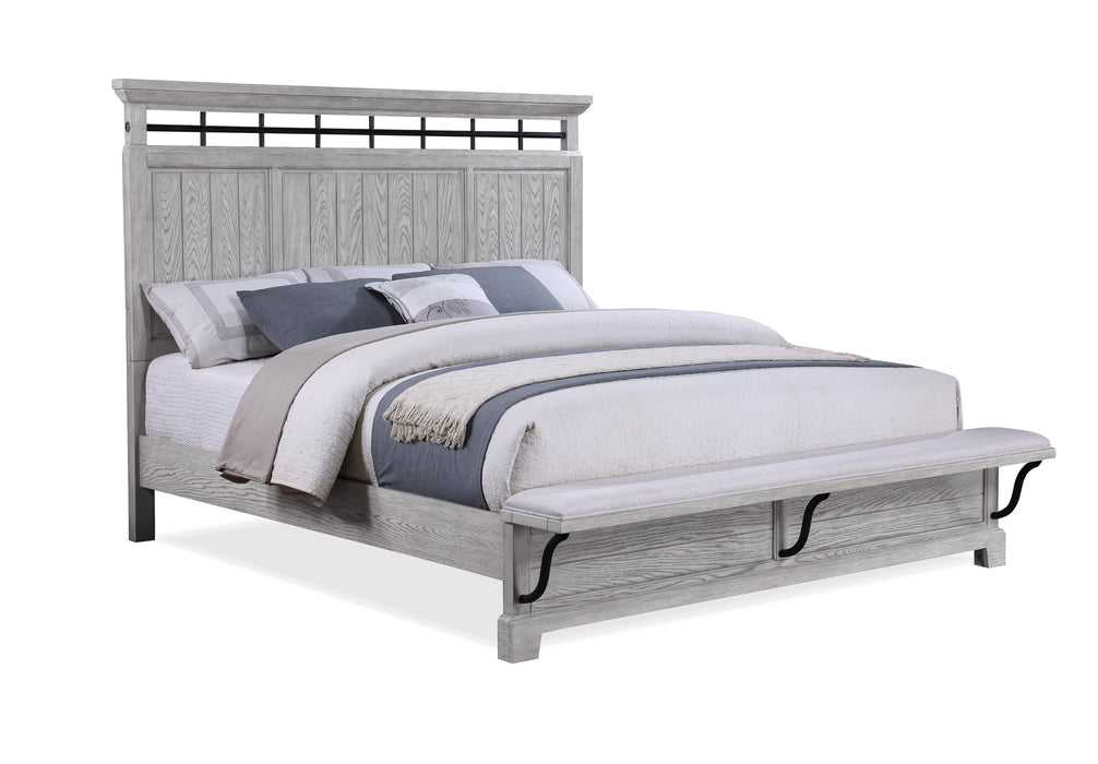 Beckett Rustic Gray Queen Footboard Bench Panel Bed