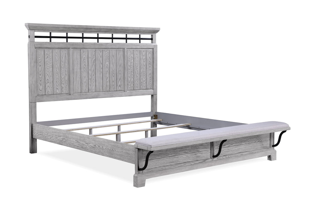 Beckett Rustic Gray Queen Footboard Bench Panel Bed