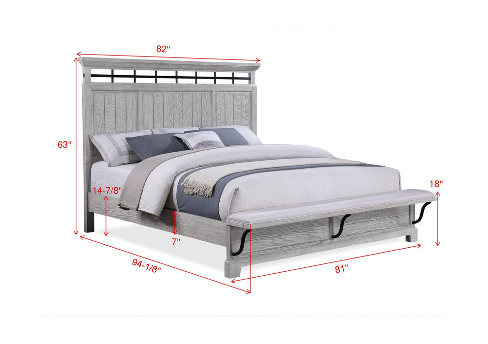 Beckett Rustic Gray King Footboard Bench Panel Bed