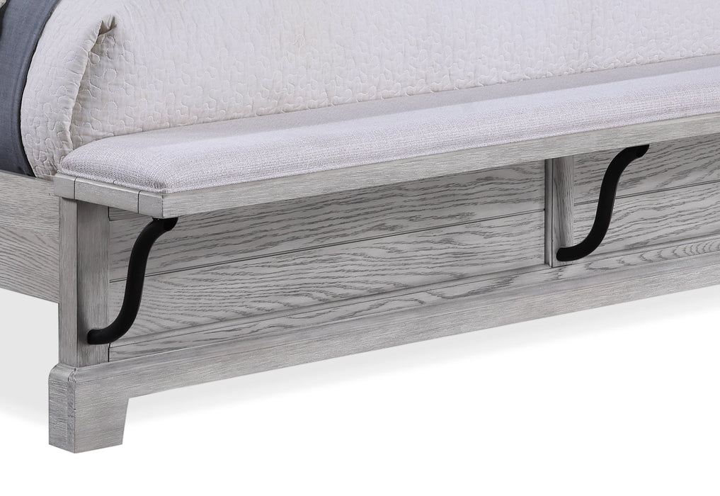 Beckett Rustic Gray Queen Footboard Bench Panel Bed