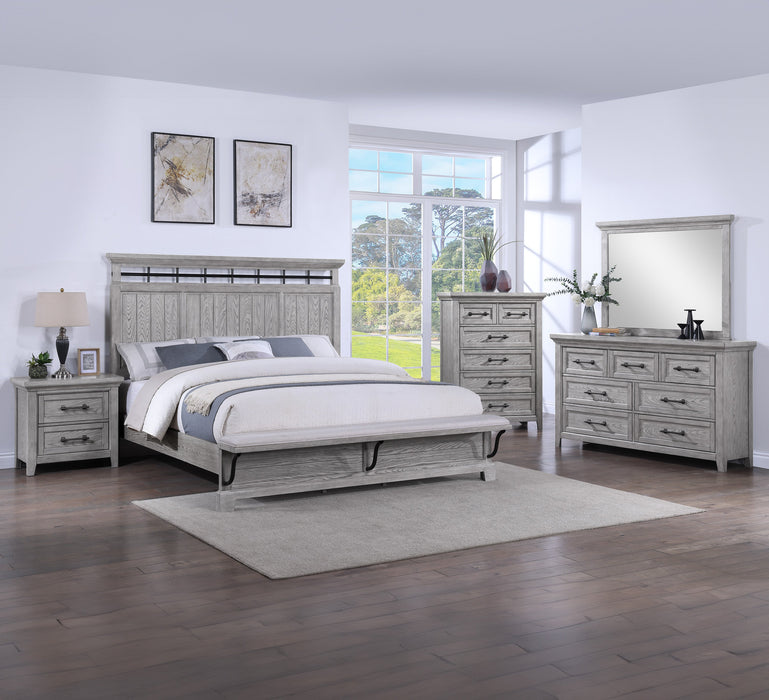 Beckett Rustic Gray Queen Footboard Bench Panel Bed