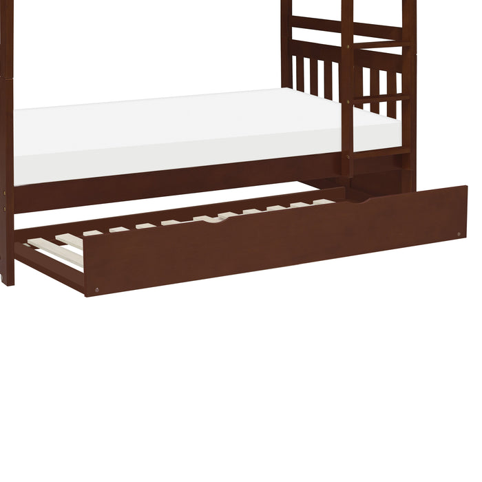 Rowe Dark Cherry Full/Full Bunk Bed with Twin Trundle