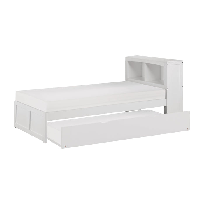 Galen White Twin Bookcase Bed with Twin Trundle