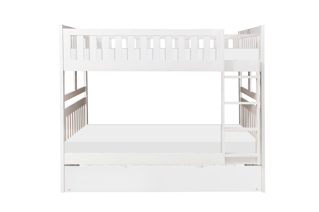 Galen White Full/Full Bunk Bed with Twin Trundle