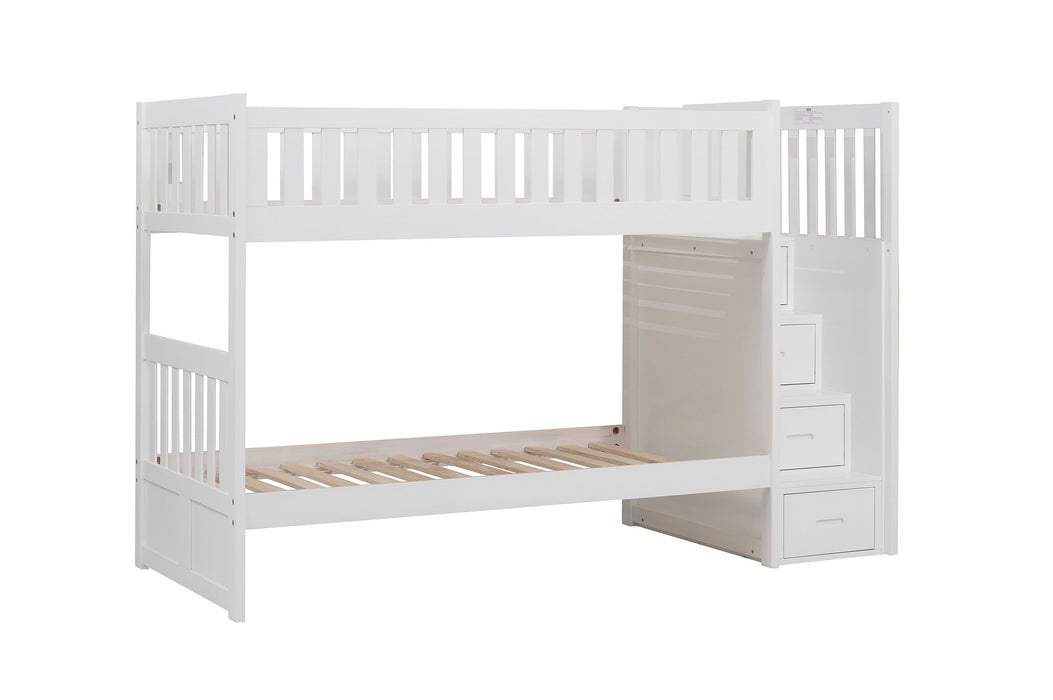 Galen White Twin/Twin Step Bunk Bed