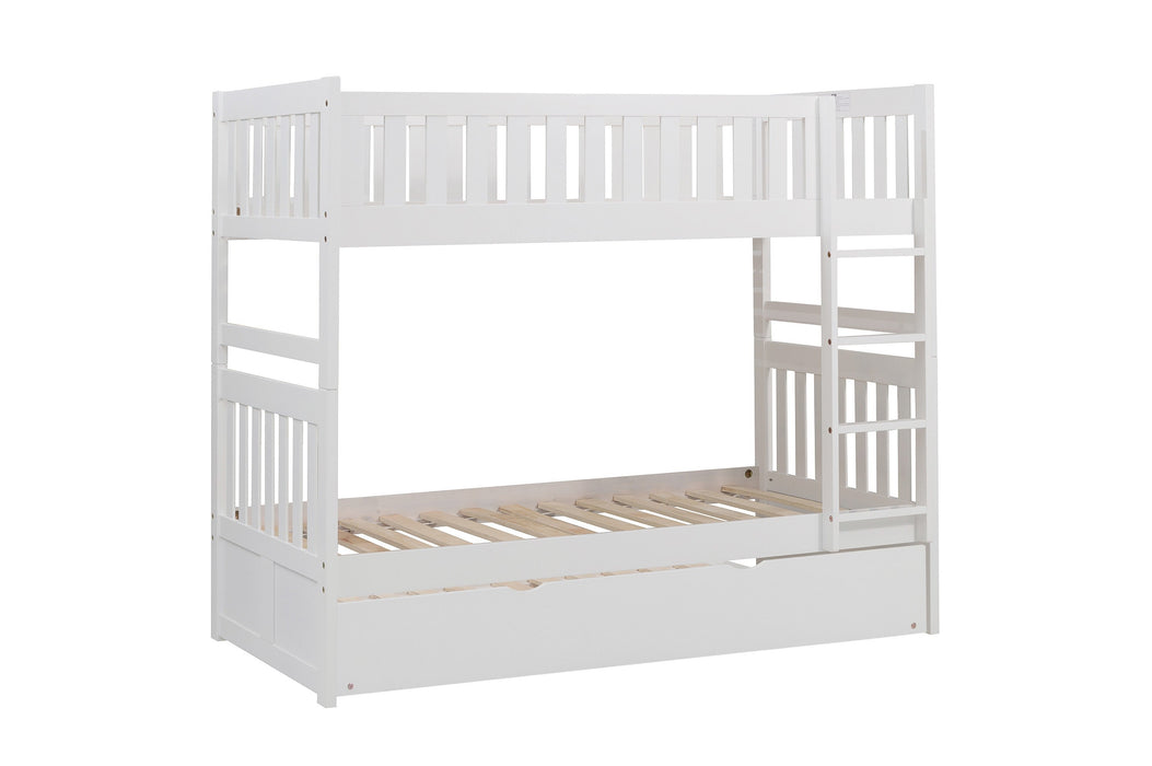 Galen White Twin/Twin Bunk Bed with Twin Trundle