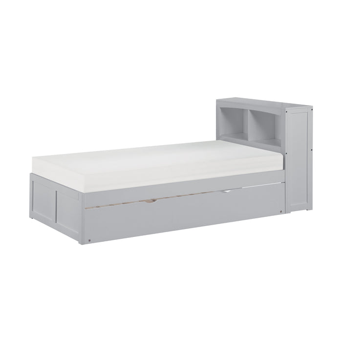 Orion Gray Twin Bookcase Bed with Twin Trundle