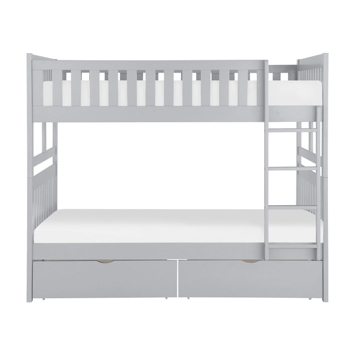 Orion Gray Full/Full Bunk Bed with Storage Boxes