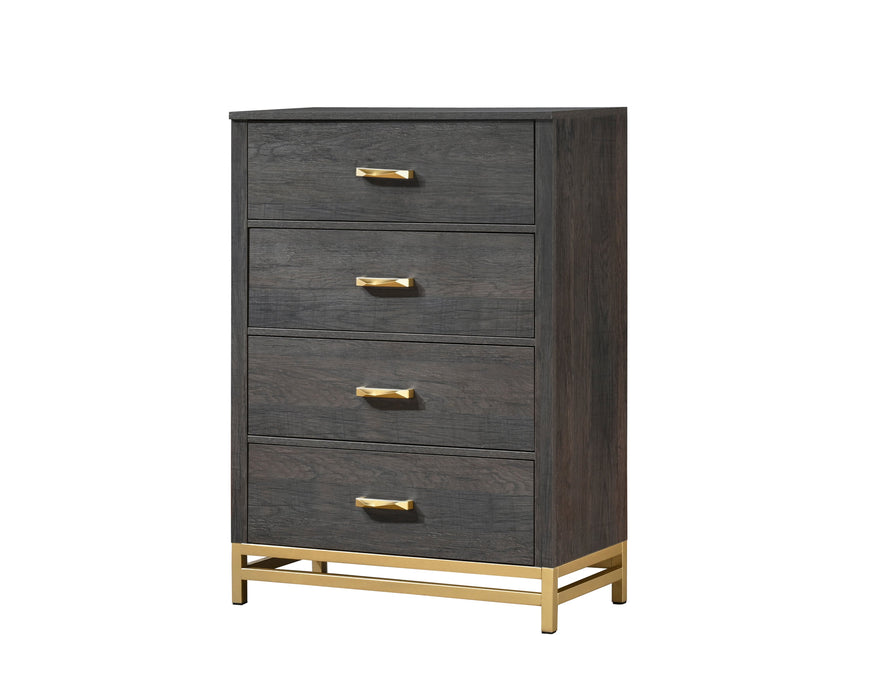 Trevor Brown/Gold Panel Bedroom Set