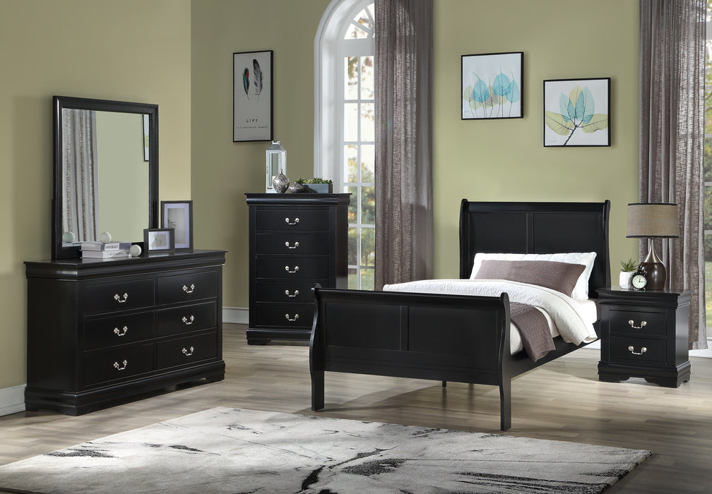 Louis Philip Black Twin Sleigh Bed