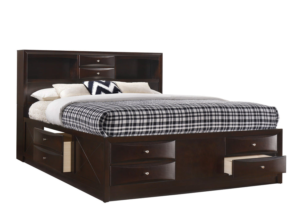 Emily Dark Cherry King Storage Platform Bed