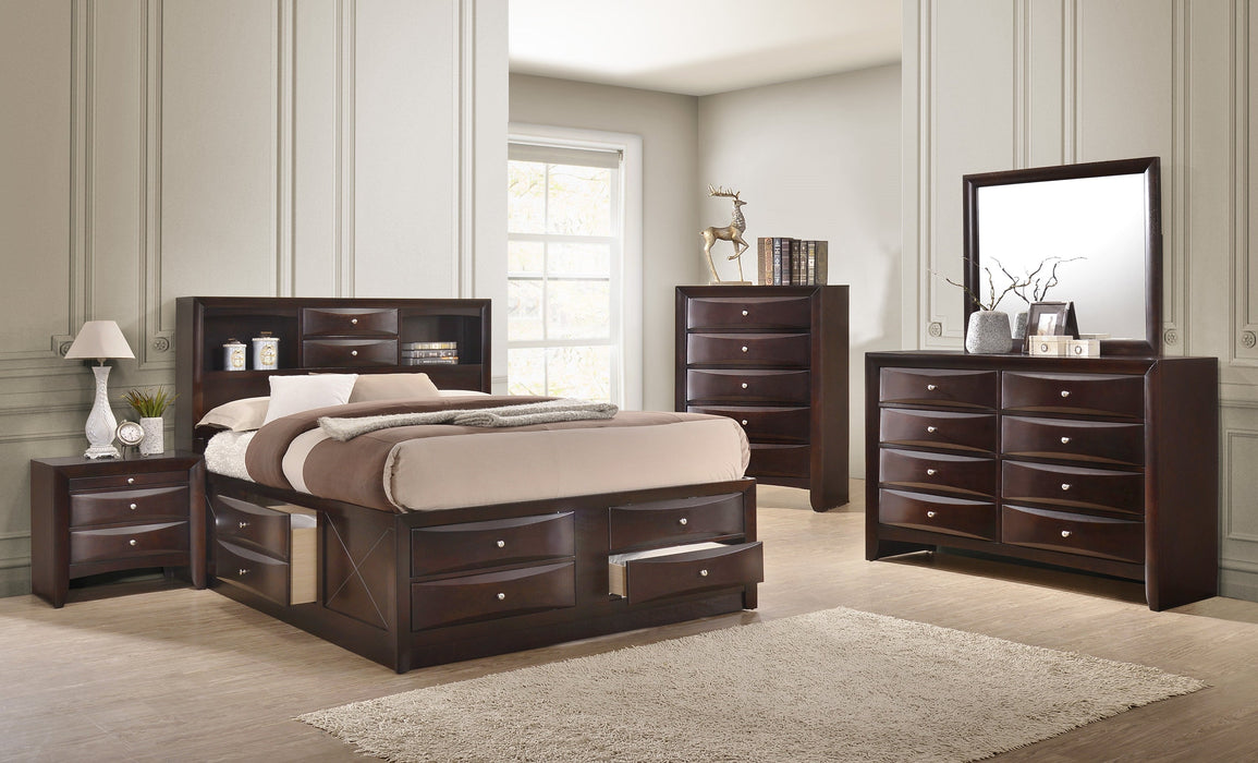 Emily Dark Cherry Queen Storage Platform Bed