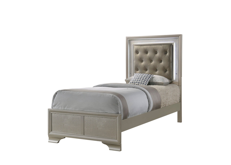 Lyssa Champagne LED Upholstered Panel Youth Bedroom Set