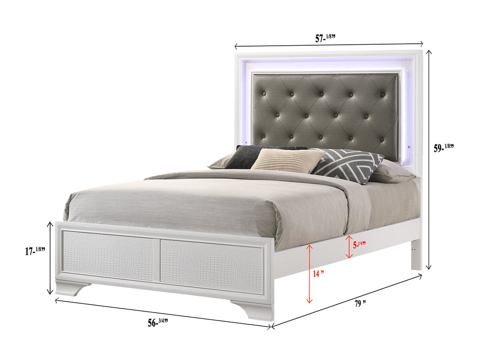 Lyssa Frost Full LED Upholstered Panel Bed