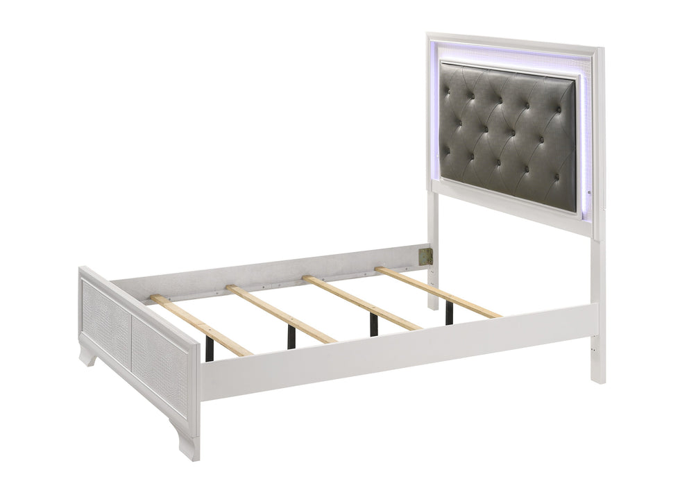 Lyssa Frost Full LED Upholstered Panel Bed