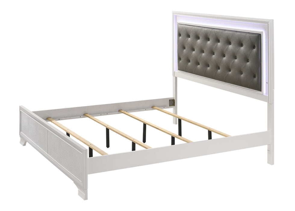 Lyssa Frost King LED Upholstered Panel Bed