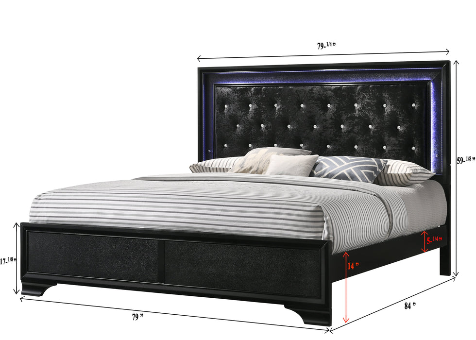 Micah Black LED Upholstered Panel Bedroom Set