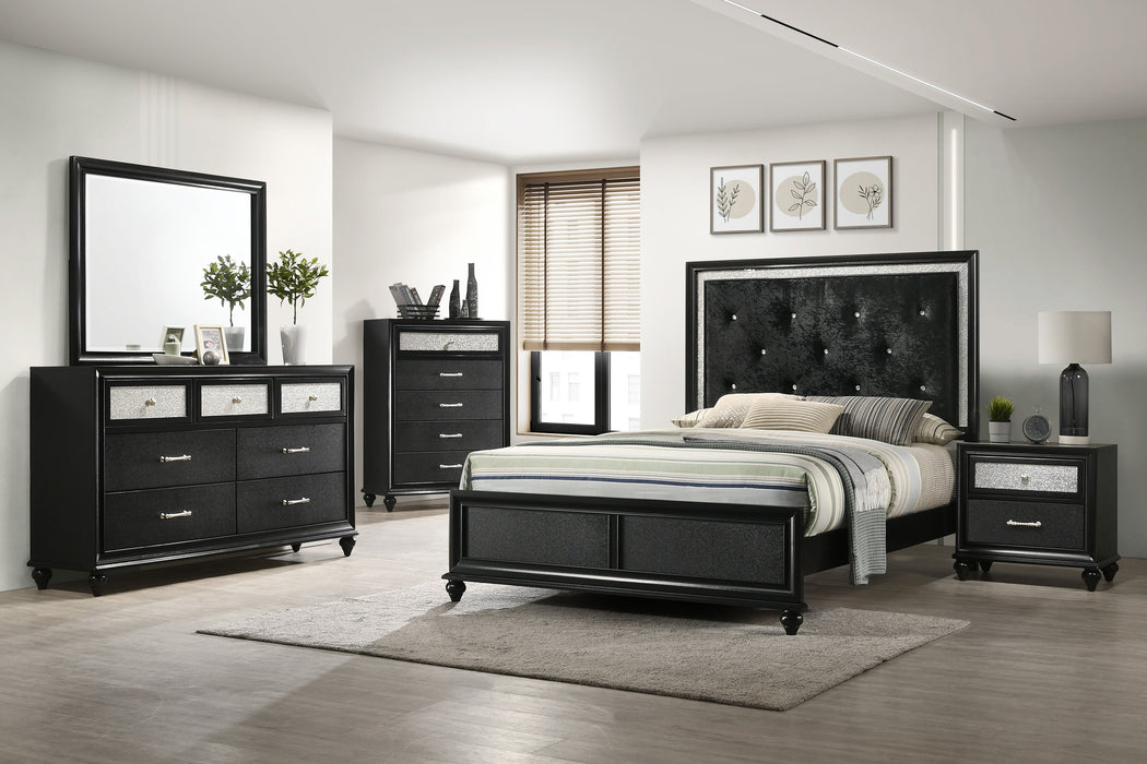 Lila Black Full Upholstered Panel Bed