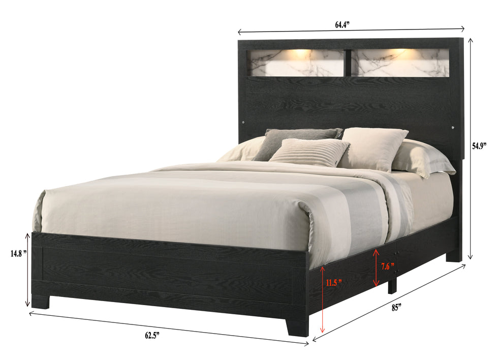 Cadence Black King LED Panel Bed