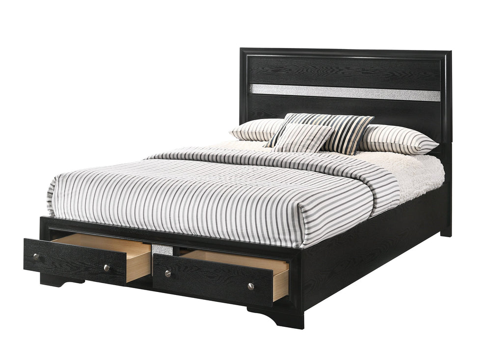 Regata Black/Silver King Storage Platform Bed