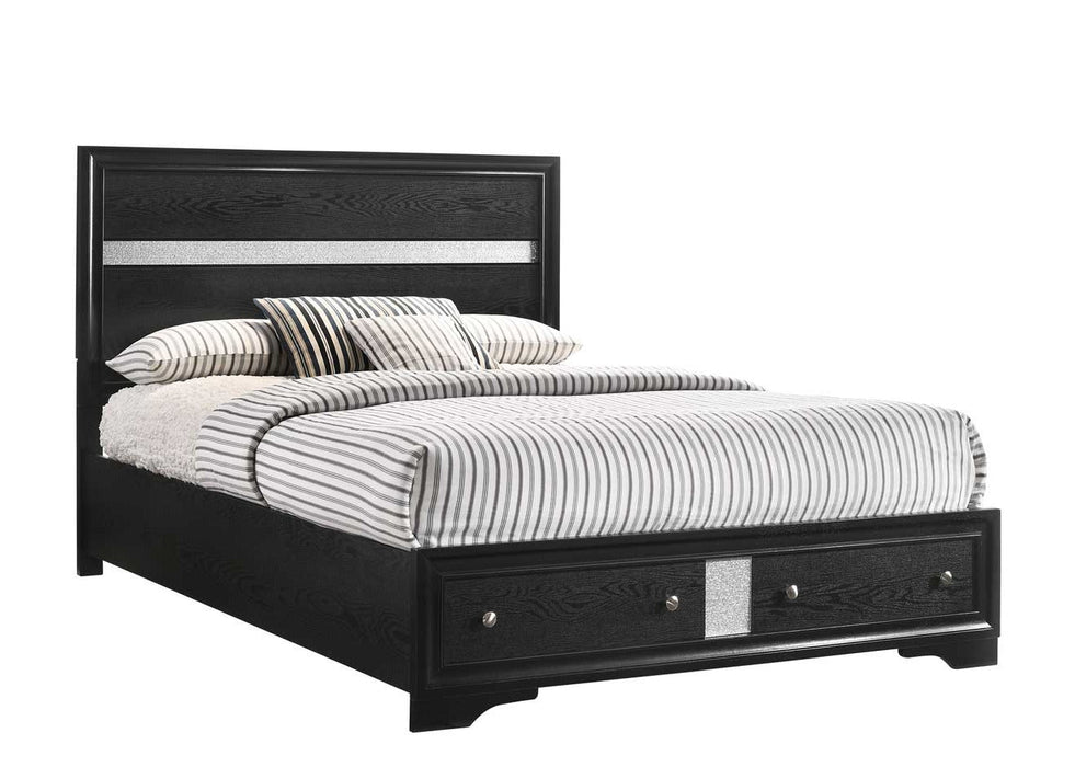 Regata Black/Silver King Storage Platform Bed