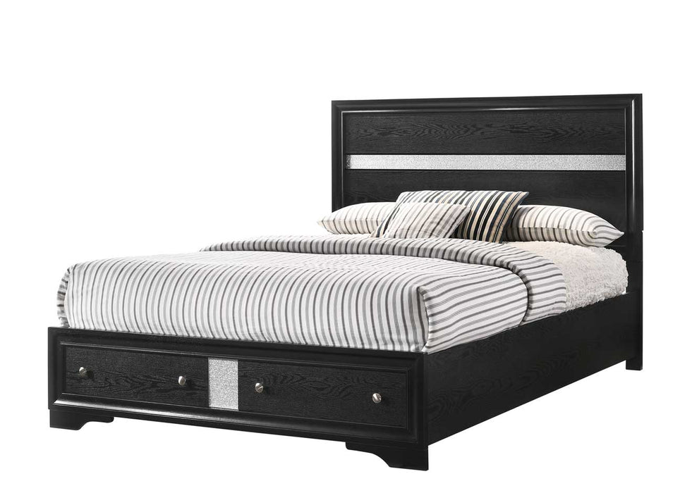 Regata Black/Silver Storage Platform Bedroom Set