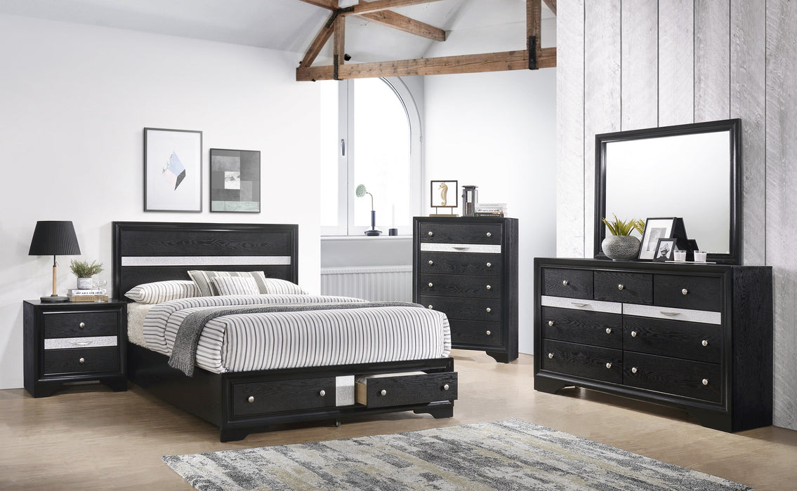 Regata Black/Silver King Storage Platform Bed