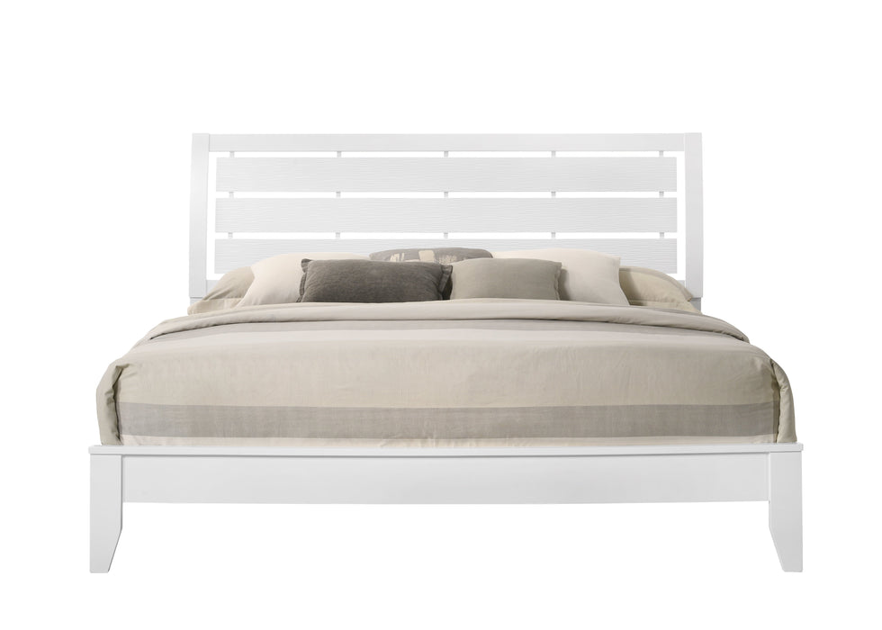 Evan White King Panel Bed