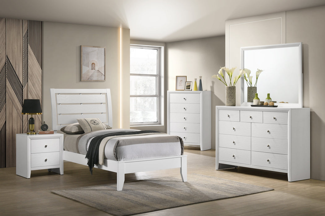 Evan White Twin Panel Bed