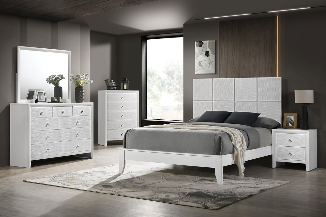 Denker White Full Panel Bed