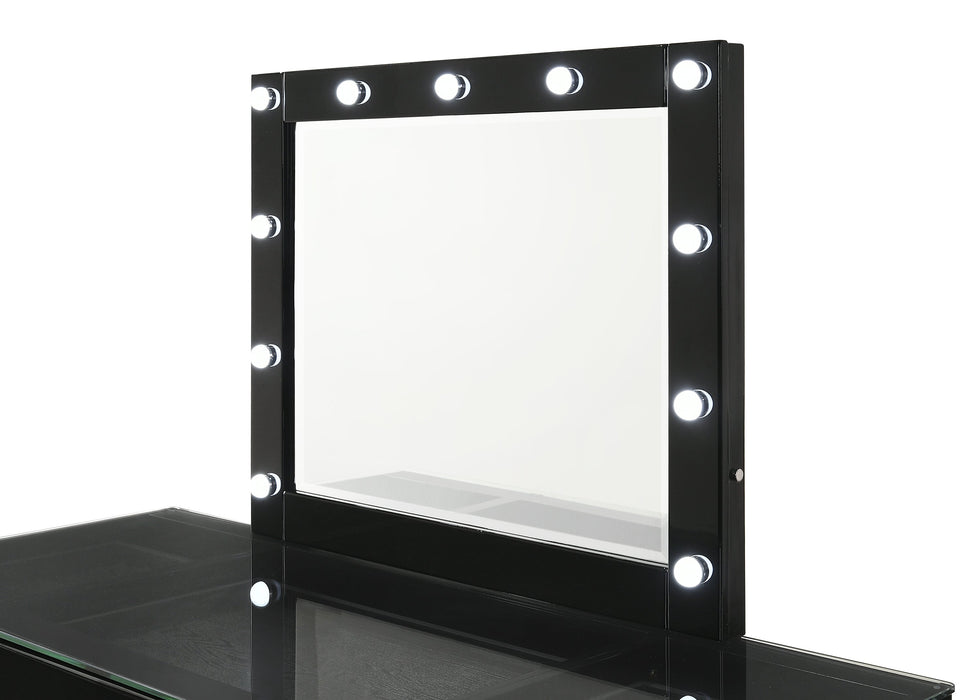 Avery Black Makeup Vanity Set with Lighted Mirror