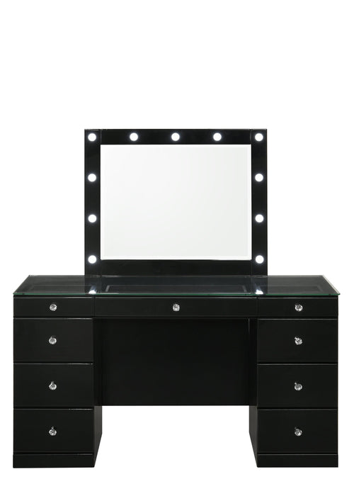 Avery Black Makeup Vanity Set with Lighted Mirror