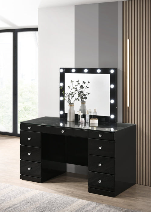 Avery Black Makeup Vanity Set with Lighted Mirror