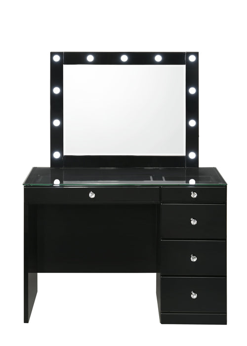 Morgan Black Makeup Vanity Set with Lighted Mirror