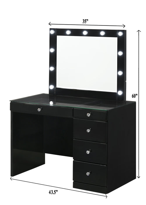 Morgan Black Makeup Vanity Set with Lighted Mirror