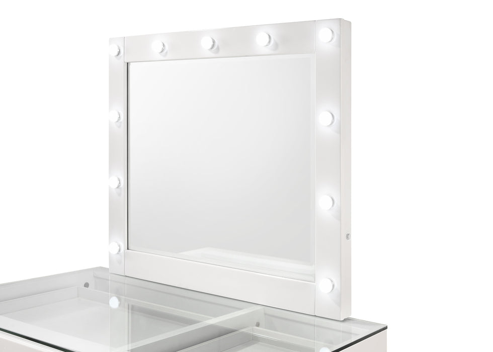 Morgan White Makeup Vanity Set with Lighted Mirror