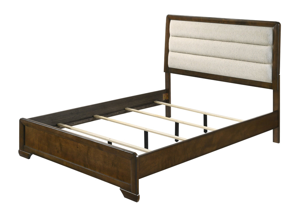 Coffield Brown King Upholstered Panel Bed