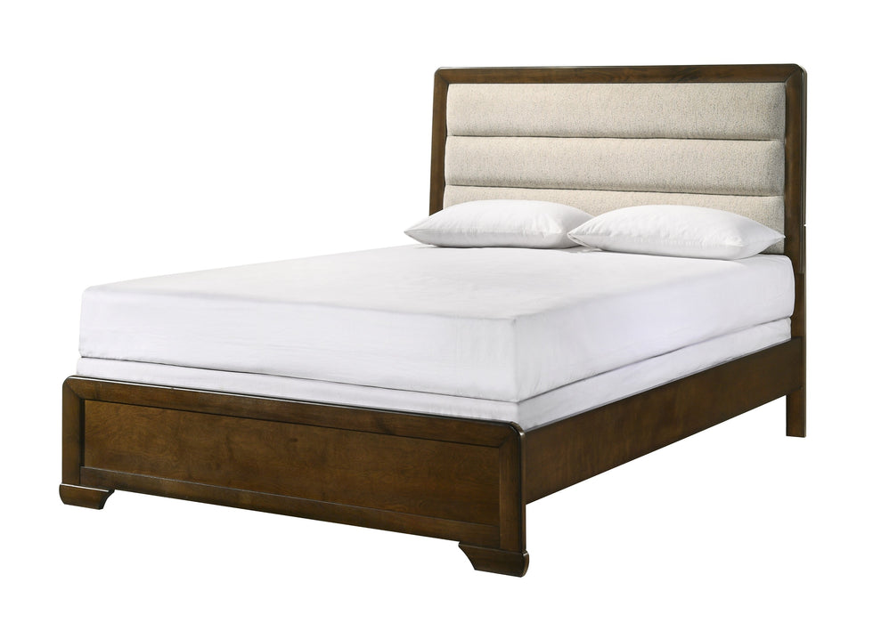 Coffield Brown King Upholstered Panel Bed