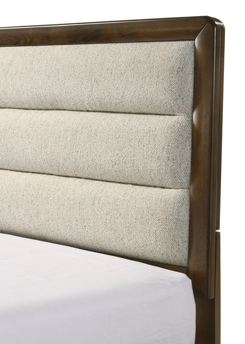 Coffield Brown Queen Upholstered Panel Bed