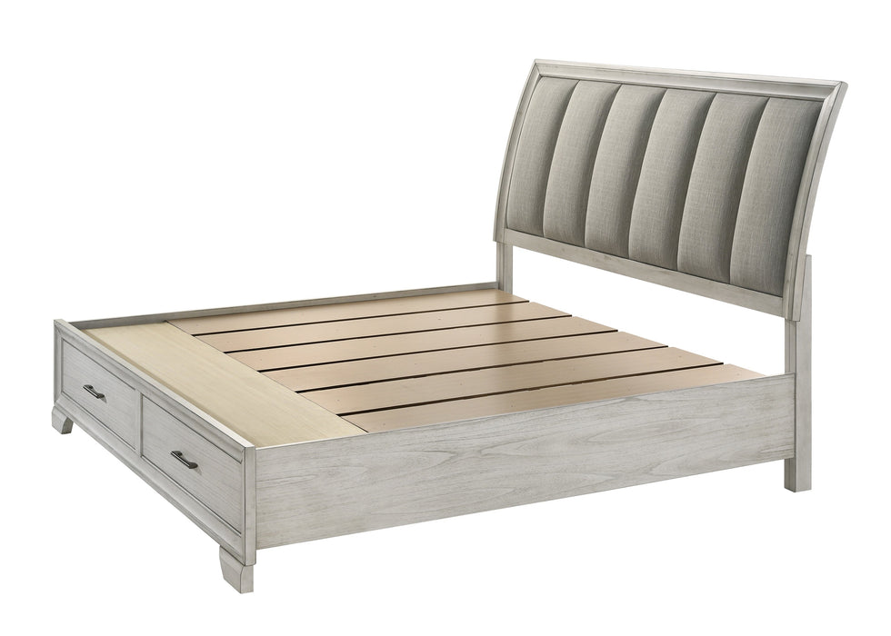 Jaymes White Mist King Footboard Storage Platform Bed