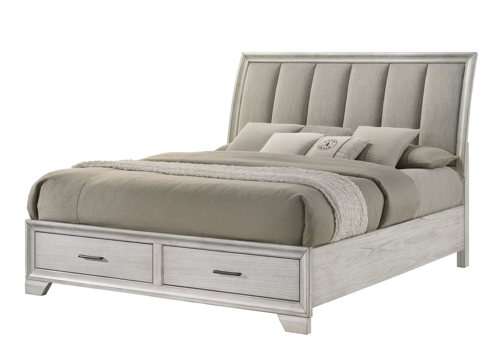 Jaymes White Mist King Footboard Storage Platform Bed