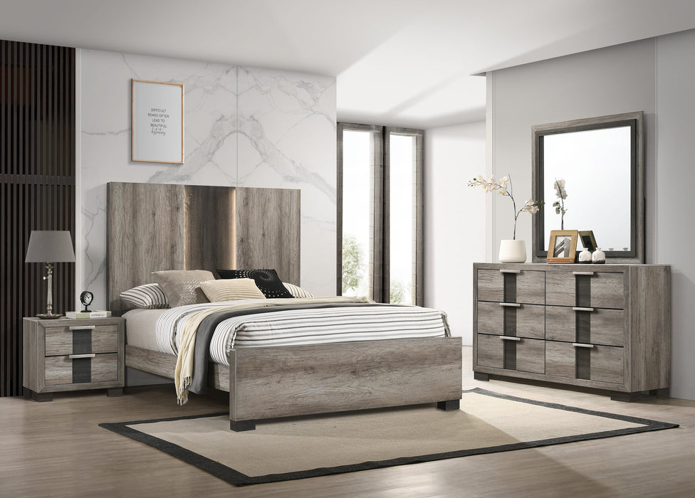 Rangley Brown LED Panel Bedroom Set