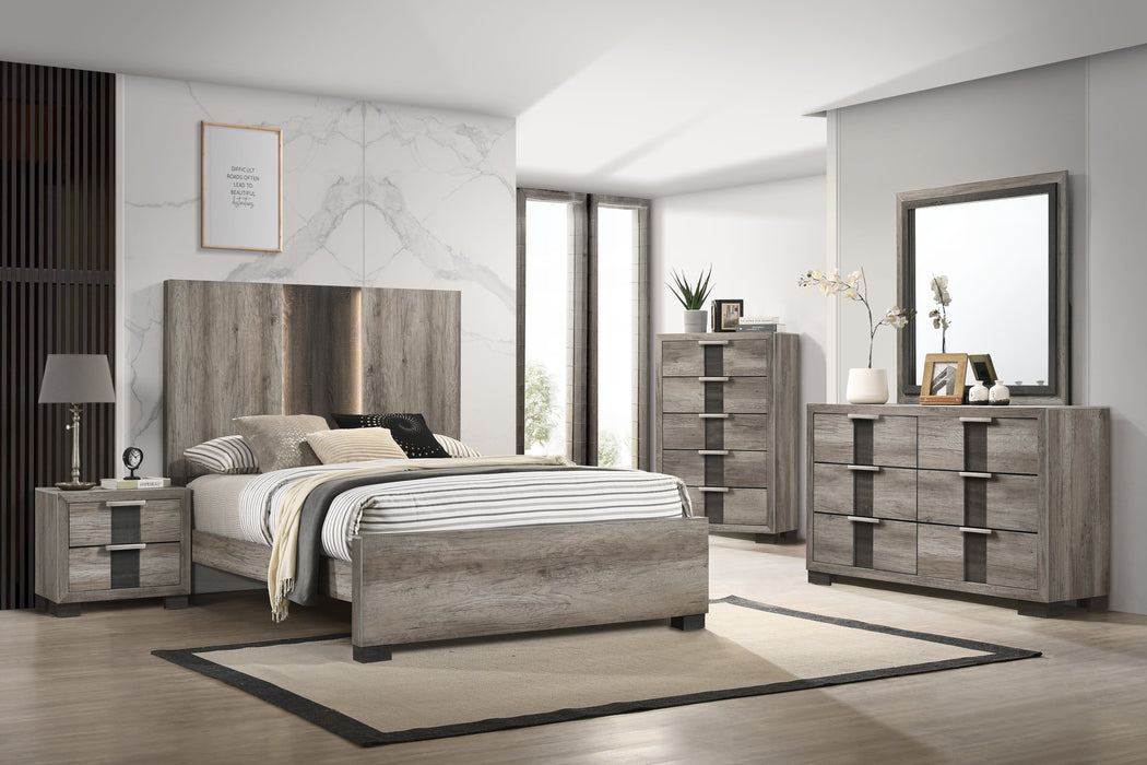 Rangley Brown LED Panel Bedroom Set