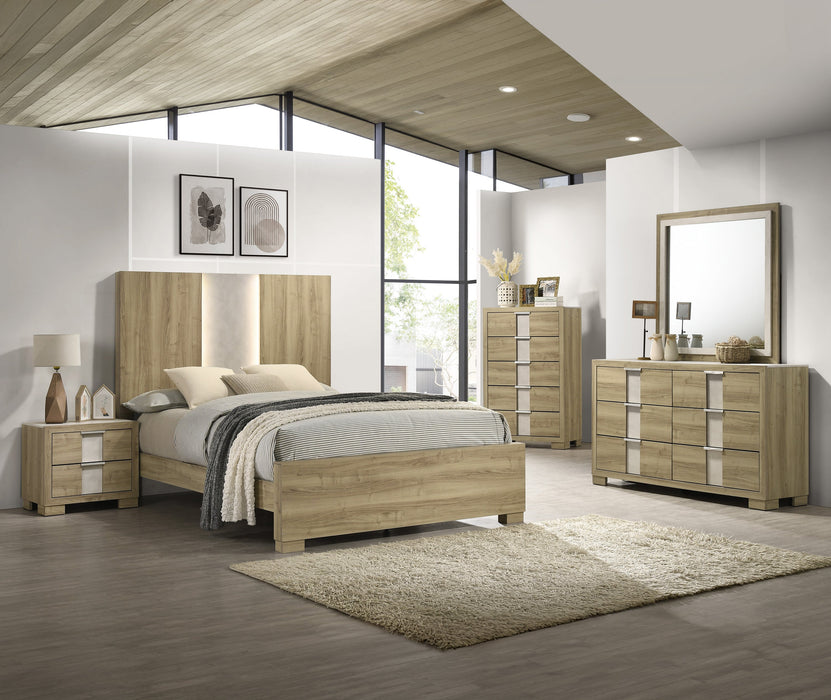 Rangley Driftwood Queen LED Panel Bed