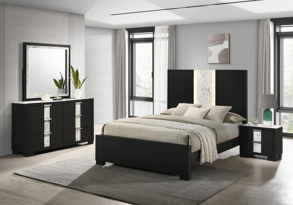 Rangley Black LED Panel Bedroom Set