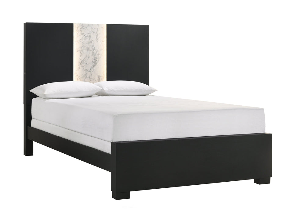 Rangley Black Queen LED Panel Bed