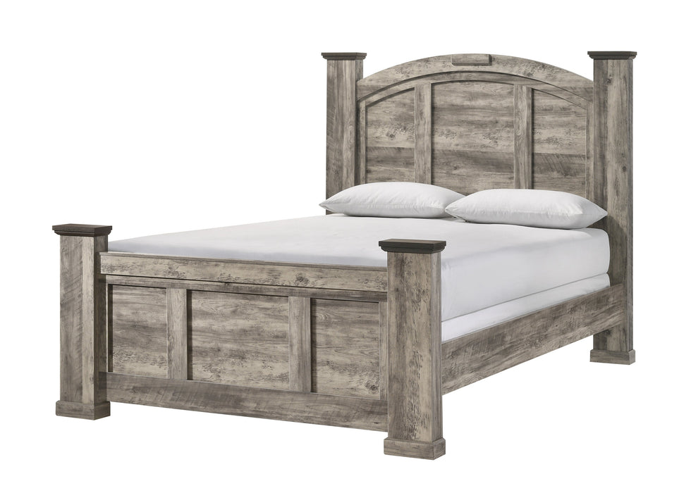 Ella-Mae Beige/Brown Queen Poster Bed