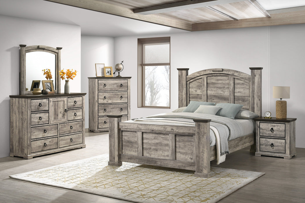 Ella-Mae Beige/Brown Queen Poster Bed