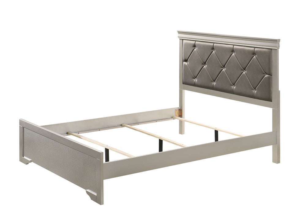 Amalia Champagne Silver Full Panel Bed