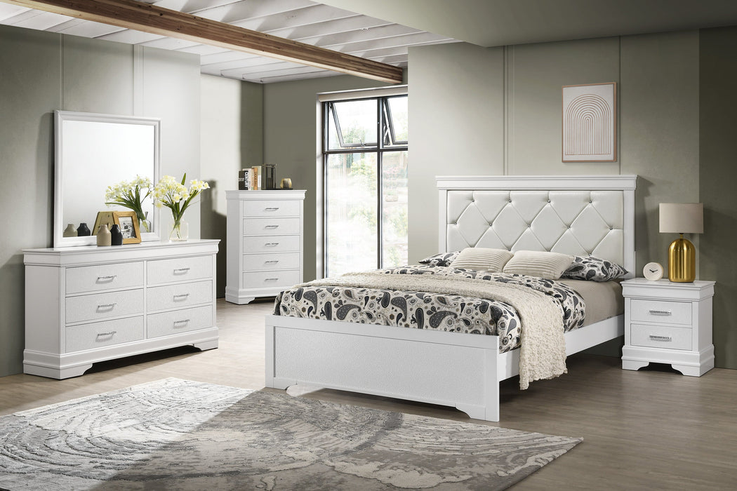 Amalia White Upholstered Panel Bedroom Set